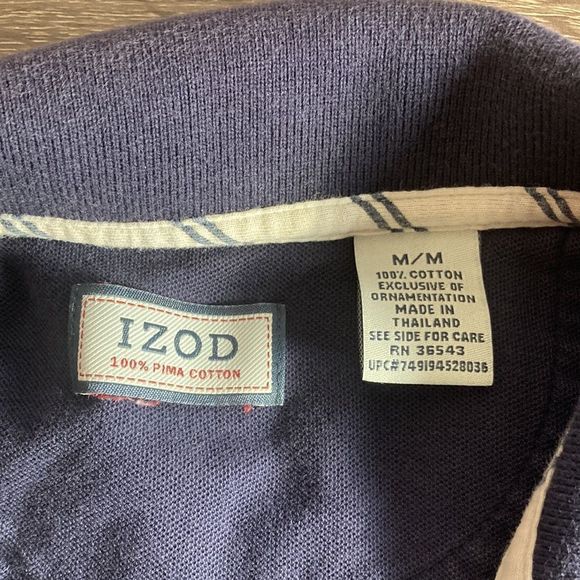 Bundle of 2 Mens Medium IZOD Pima Cotton Polo Shirts Blue & White - Picture 4 of 12
